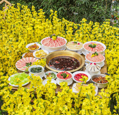 乐至油菜花田火锅成网红 农旅融合让春日流量变消费留量